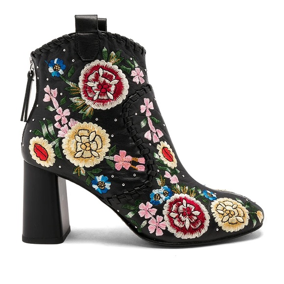 Alice + Olivia Myra Embroidered Leather Booties - Picture 3 of 14